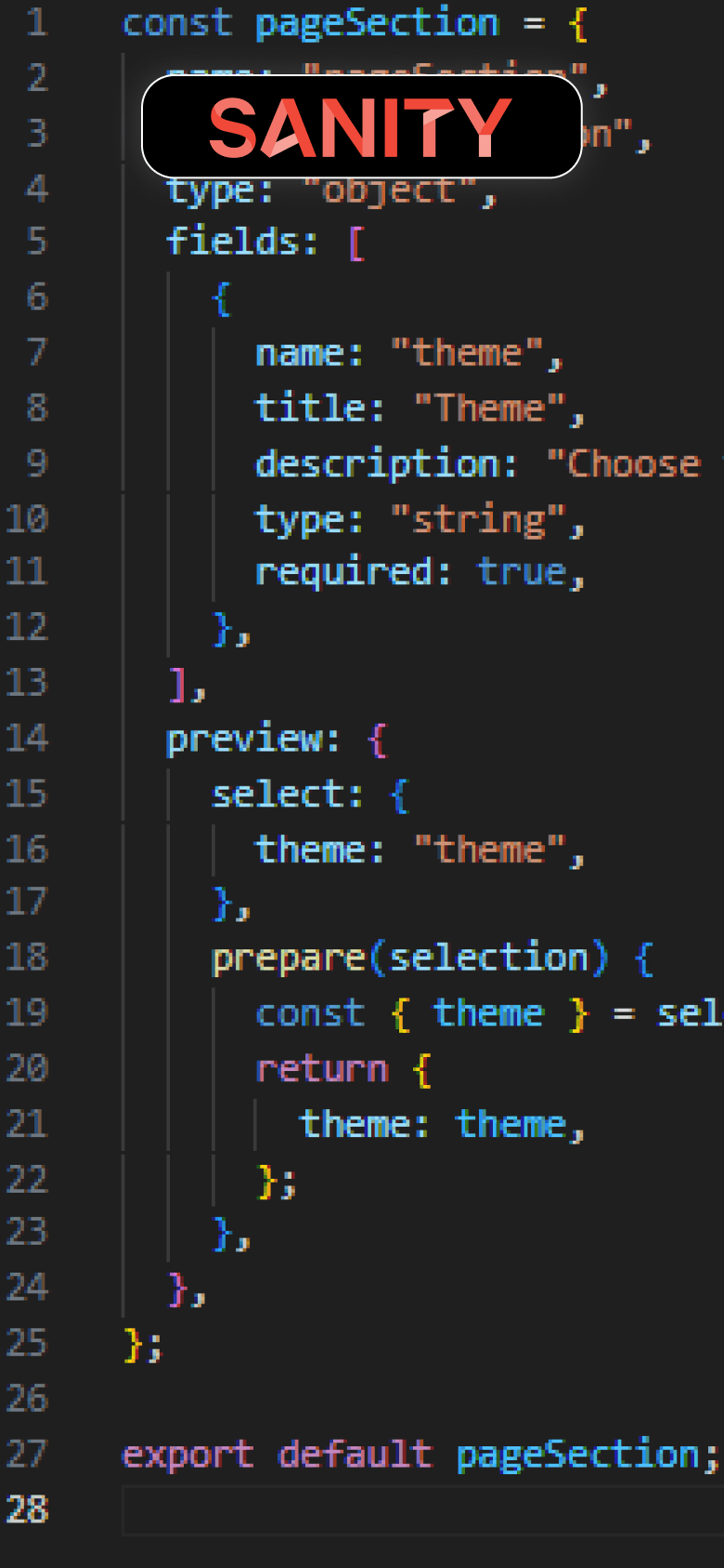 Sanity schema for a themeable page section