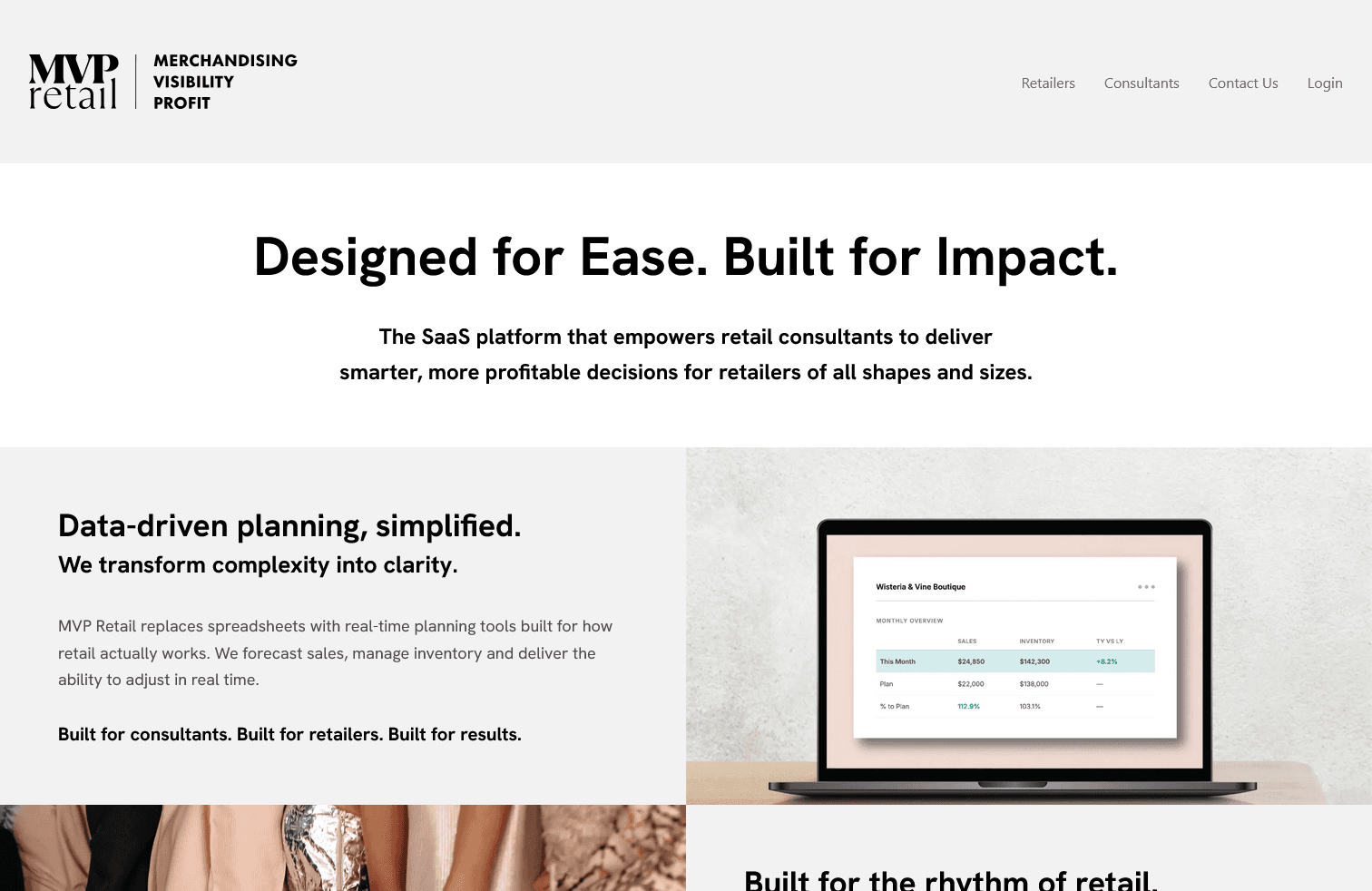 MVP Retail marketing homepage — Designed for Ease. Built for Impact.